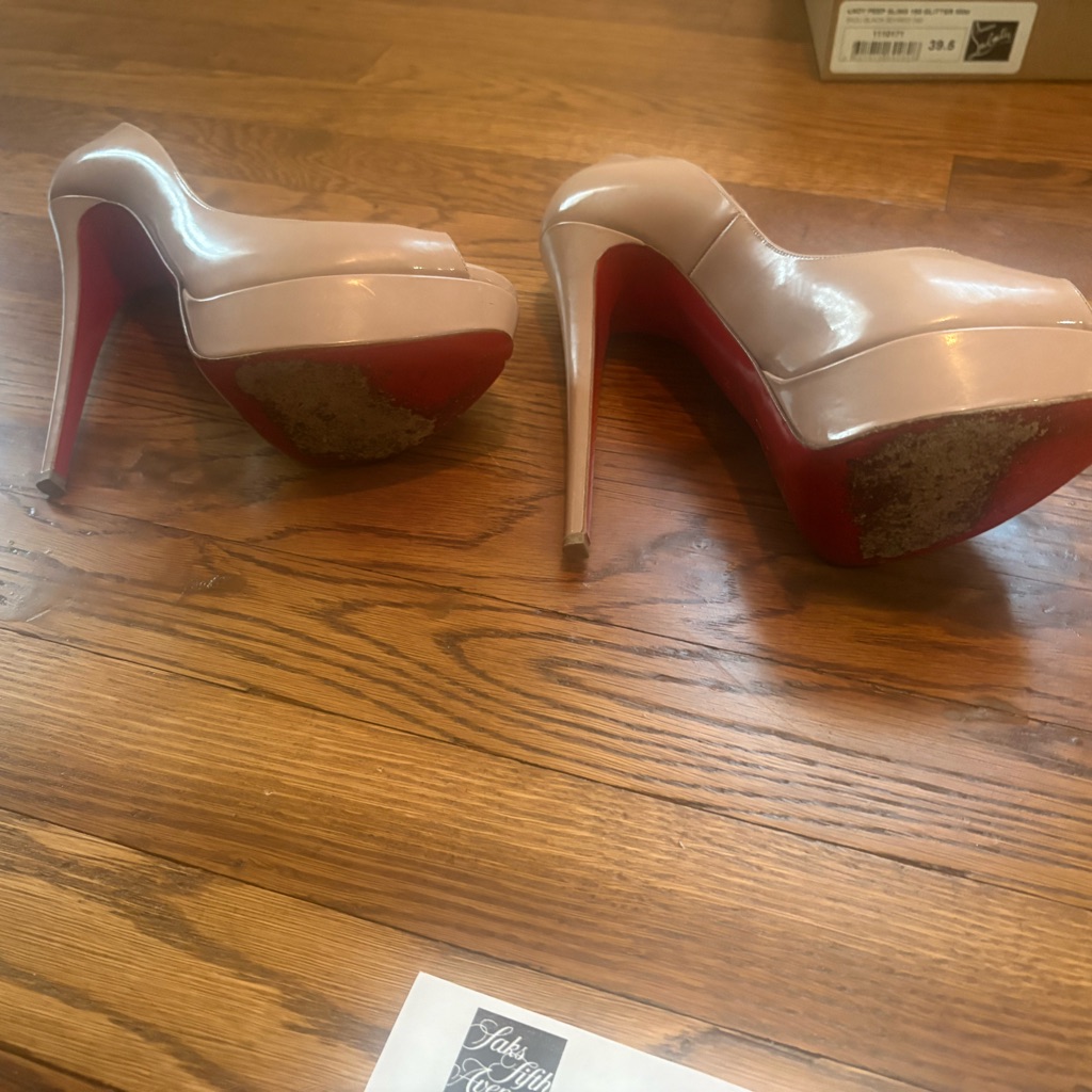 Christian Louboutin Nude Patent Sling Back Pump